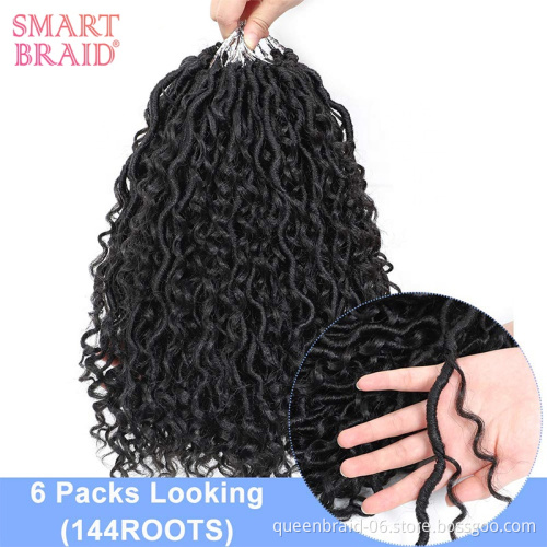 NEW Goddess Locs Crochet Hair Pre-Looped Skinny River Fauxs Locs Wavy Crochet With Curly Hair In Middle And Ends River Locs